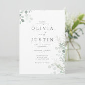 Invitation Merveilleuse feuille verte Mariage moderne (Debout devant)