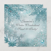 Invitation Merveilleuse Flocons de Neige de Noël (Devant / Derrière)