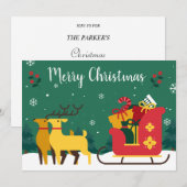 Invitation Merveilleuse motoneige de Noël avec des flocons de (Devant / Derrière)