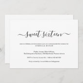 Invitation Merveilleusement simple Sweet sixteen fête d'anniv (Devant / Derrière)