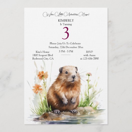 Invitation Merveilleux Anniversaire en Forêt (Devant)