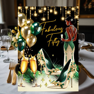 Invitation Merveilleux Anniversaire Ethnique Vert Emeraude Or