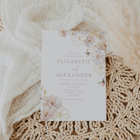 Invitation Merveilleux Blush & Gold Enchanted Mariage