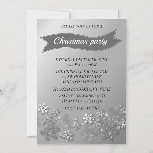 Invitation Merveilleux, Cool Silver Sparkly Noël (Devant)