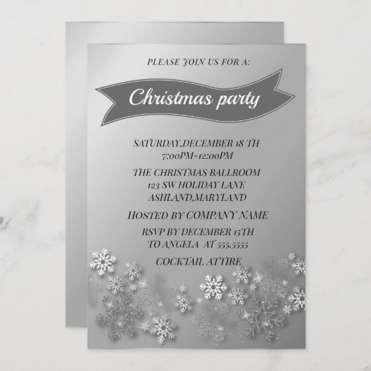 Invitation Merveilleux, Cool Silver Sparkly Noël  (Devant / Derrière)