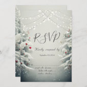 Invitation Merveilleux Hiver, Guirlandes de Neige RSVP (Devant / Derrière)