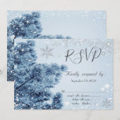 Invitation Merveilleux Hiver,Neige, Flocons de neige RSVP (Devant / Derrière)