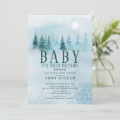 Invitation Merveilleux Pays d'Hiver Bébé Il Fait Froid Dehors (Debout devant)