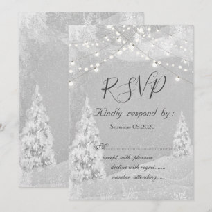 Invitation Merveilleux Paysage d'Hiver, Gris Sapin RSVP 
