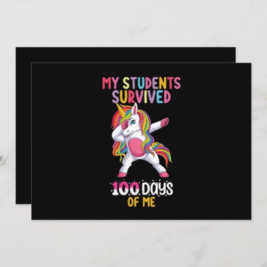 Invitation Mes élèves ont survécu 100 jours de moi Enseignant (Devant / Derrière)