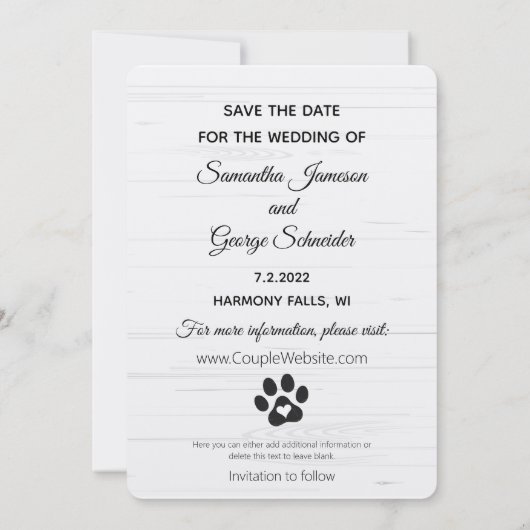Invitation Mes humains se marient ! - Pet Save the Date (Dos)