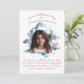 Invitation Mes premiers nuages d'aquarelle communion (Debout devant)