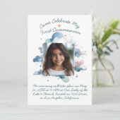 Invitation Mes premiers nuages d'aquarelle communion (Debout devant)