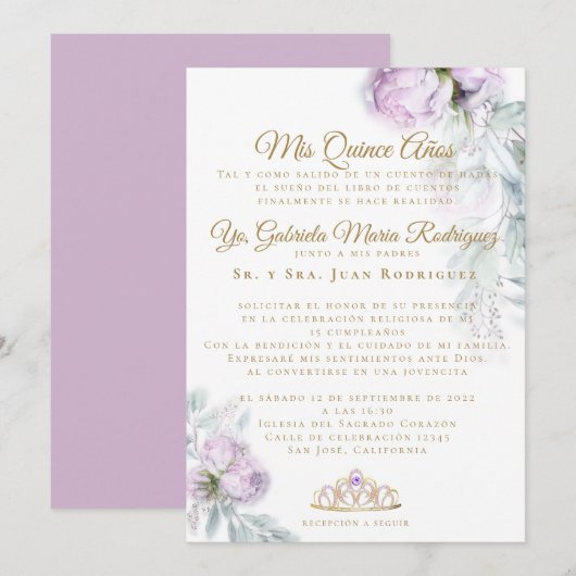 Invitation Mes Quinze Ans Modernes (Devant / Derrière)