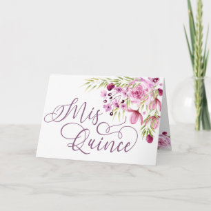 Invitation Mes Quinze Fleur Violet Aquarelle 15e Anniversaire