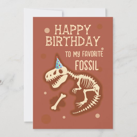 Invitation Mes voeux d'anniversaire favoris pour les fossiles (Devant)