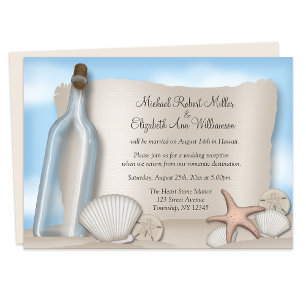 Invitation Message Bottle Beach Réception seulement Invitatio