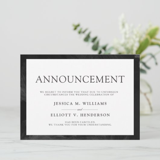 Invitation Message d'annulation du mariage Formal Plain (Debout devant)