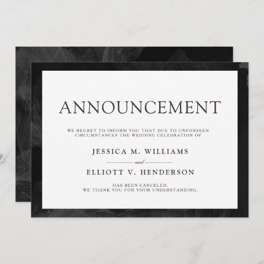 Invitation Message d'annulation du mariage Formal Plain (Devant / Derrière)