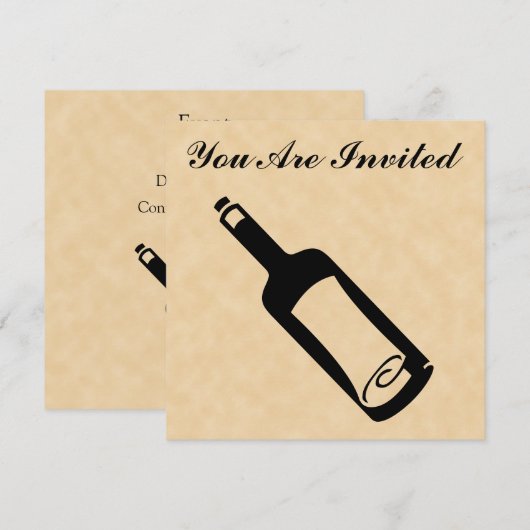 Invitation Message dans une bouteille. (Devant / Derrière)