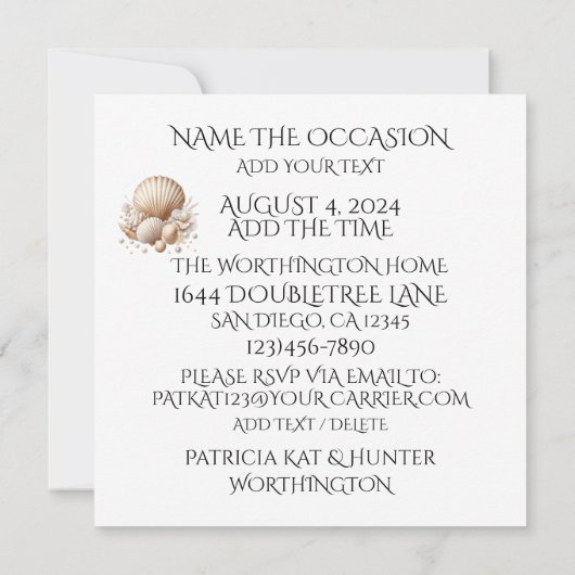 Invitation Message dans une bouteille (Dos)