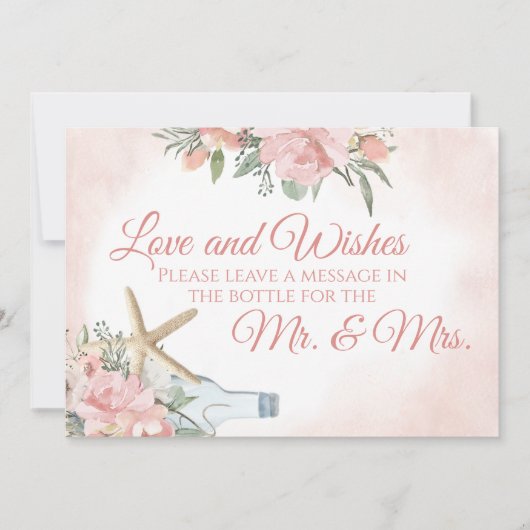 Invitation Message dans une bouteille Floral Beach (Devant)