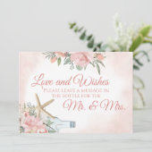 Invitation Message dans une bouteille florale de plage (Debout devant)