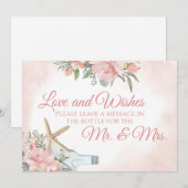 Invitation Message dans une bouteille florale de plage (Devant / Derrière)