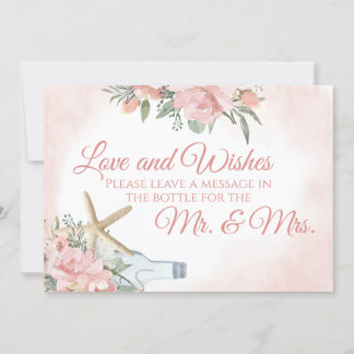 Invitation Message dans une bouteille florale de plage