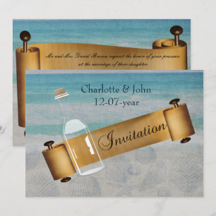 Invitation Message dans une bouteille Mariage de plage