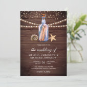 Invitation Message dans une bouteille Mariage nautique en boi (Debout devant)