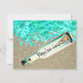 Invitation Message dans une bouteille plage sable mer vagues  (Devant)