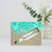 Invitation Message dans une bouteille plage sable mer vagues  (Debout devant)