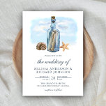 Invitation Message dans une bouteille Rustique Mariage nautiq<br><div class="desc">Éblouissez vos invités avec cette élégante invitation de mariage à thème nautique avec une bouteille aquarelle peinte,  l'étoile de mer et le coquillage avec typographie moderne. Ajoutez simplement les détails de votre événement sur ce modèle facile à utiliser pour en faire une invitation unique.</div>