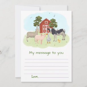 Invitation Message de capsule temporelle d'animaux de ferme p