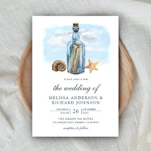 Invitation Message in a Bottle Rustic Nautical Wedding
