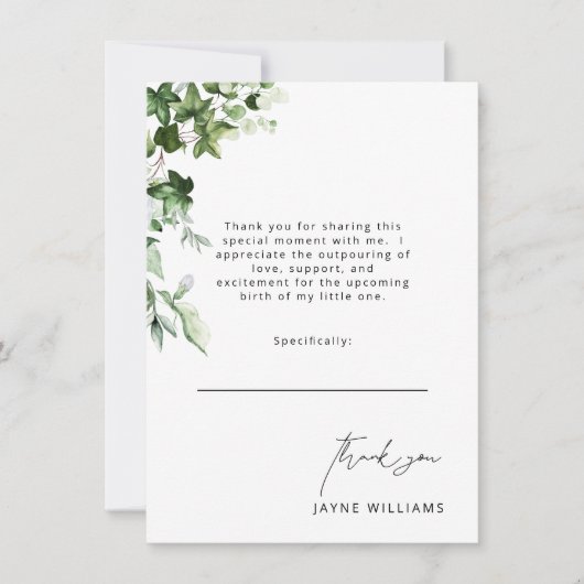 Invitation Message neutre Ivy Baby shower Merci de (Devant)