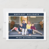 Invitation Message personnalisé | Bleu | Photo de Noël de vac (Devant)