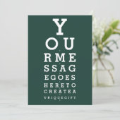 Invitation Message personnalisé Emerald Green Eyesight Chart (Debout devant)