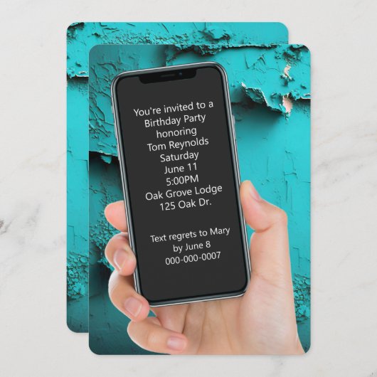 Invitation Message texte de fête d'anniversaire (Devant / Derrière)