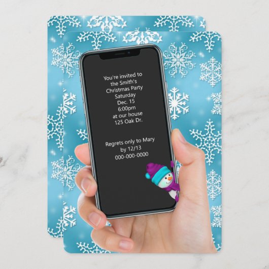 Invitation Message texte de la fête de Noël (Devant / Derrière)