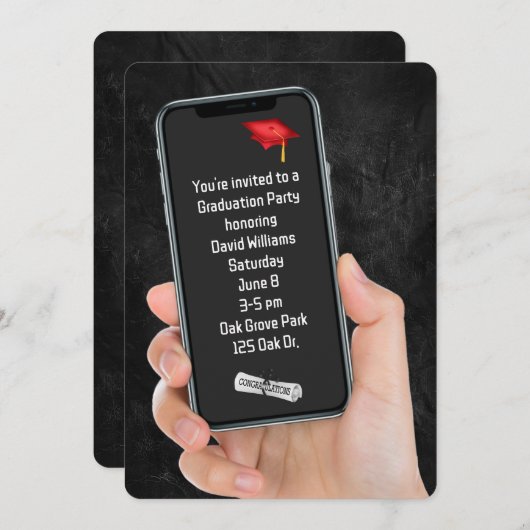 Invitation Message texte de la partie de diplôme (Devant / Derrière)