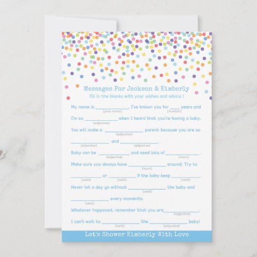 Invitation Messages pour que les parents soient baby shower (Devant)