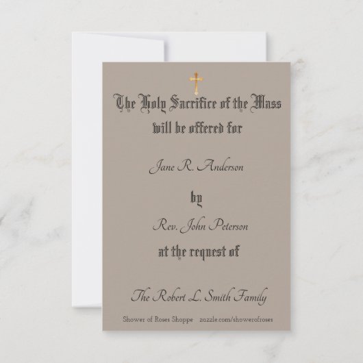 Invitation Messe catholique offrant le Mémorial avec le bébé  (Dos)