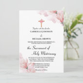 Invitation Messe de Mariage Catholique Florale Rose Clair Élé (Debout devant)