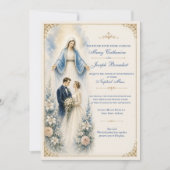 Invitation Messe de mariage florale mariale catholique (Devant)