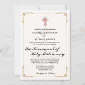 Invitation Messe de Noces Blanc Élégant Bordure Dorée (Devant)