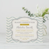 Invitation Messy Turquoise Grey et Gold Baby showe (Debout devant)