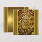 Invitation Metal Antique Gold Book Mens 60e Anniversaire Homm (Devant / Derrière)