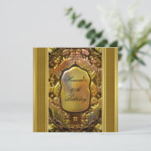 Invitation Metal Antique Gold Book Mens 60e Anniversaire Homm (Debout devant)
